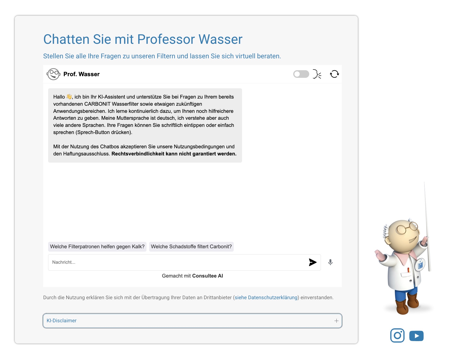 chatbot professor wasser